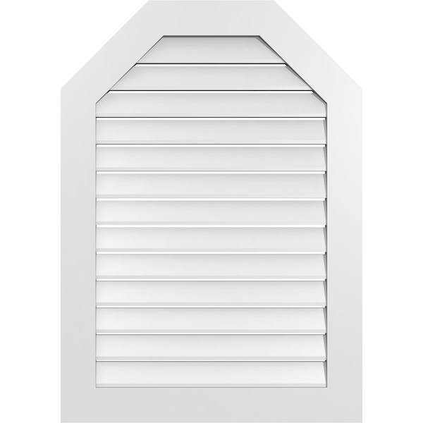 Ekena Millwork Octagonal Top Surface Mount PVC Gable Vent: Functional, w/ 3-1/2"W x 1"P Standard Frame, 30"W x 42"H GVPOT30X4201SF - main